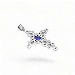Sterling Silver Multi Gemstone Cross Pendant SSP212