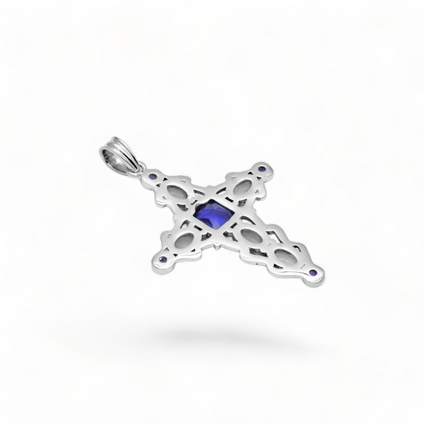 Sterling Silver Multi Gemstone Cross Pendant SSP212