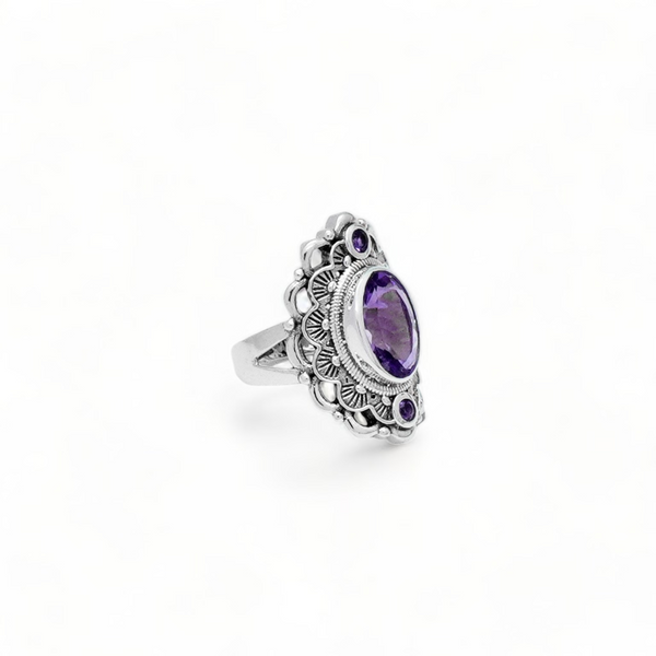 Sterling Silver Amethyst Ring SSR83