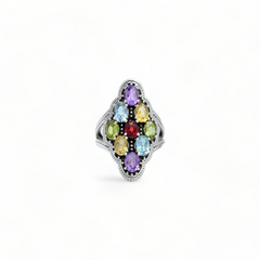 Sterling Silver Multi Gemstone Ring SSR82