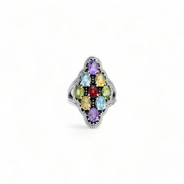 Sterling Silver Multi Gemstone Ring SSR82