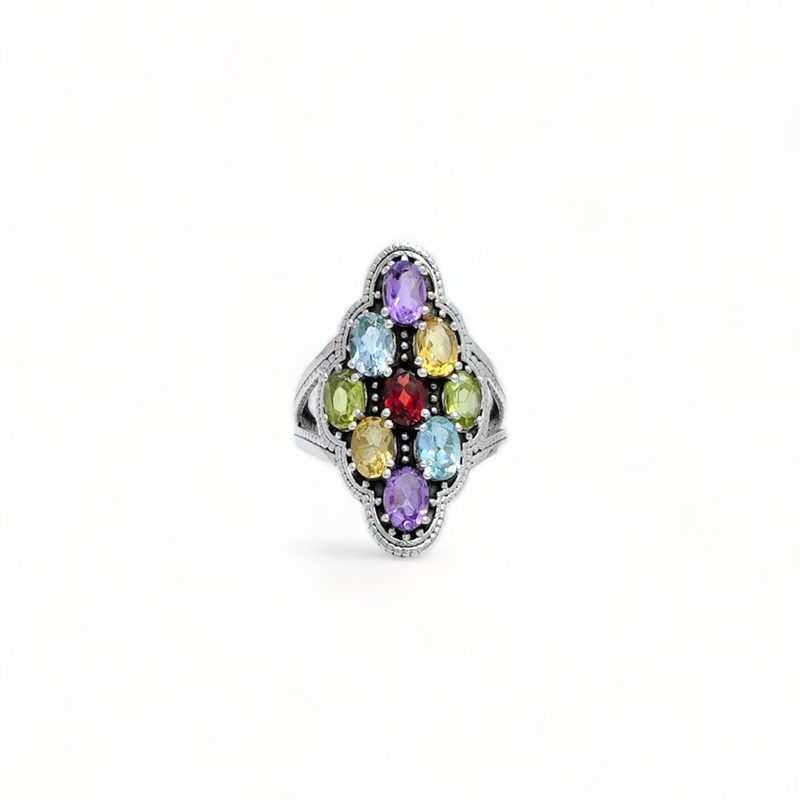 Sterling Silver Multi Gemstone Ring SSR82