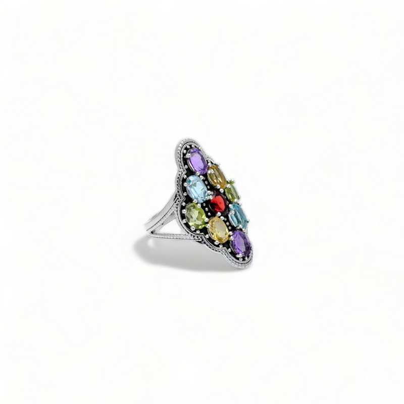 Sterling Silver Multi Gemstone Ring SSR82