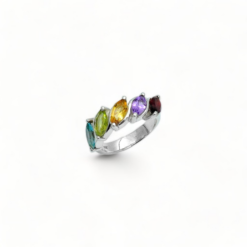 Sterling Silver Multi Gemstone Ring SSR191