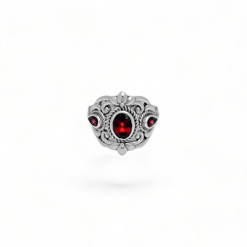 Sterling Silver Garnet Ring SSR84