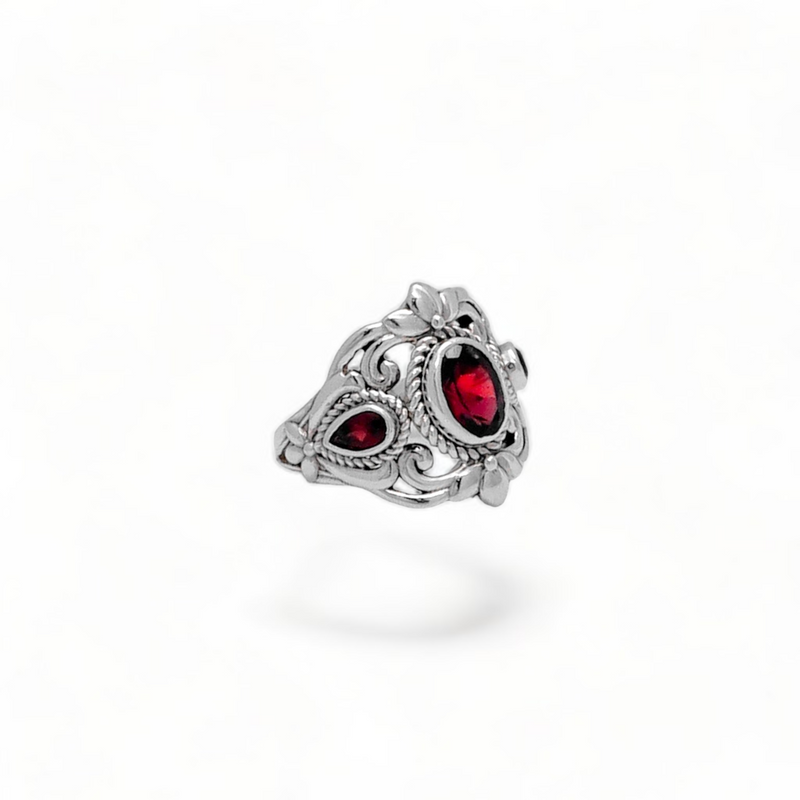 Sterling Silver Garnet Ring SSR84