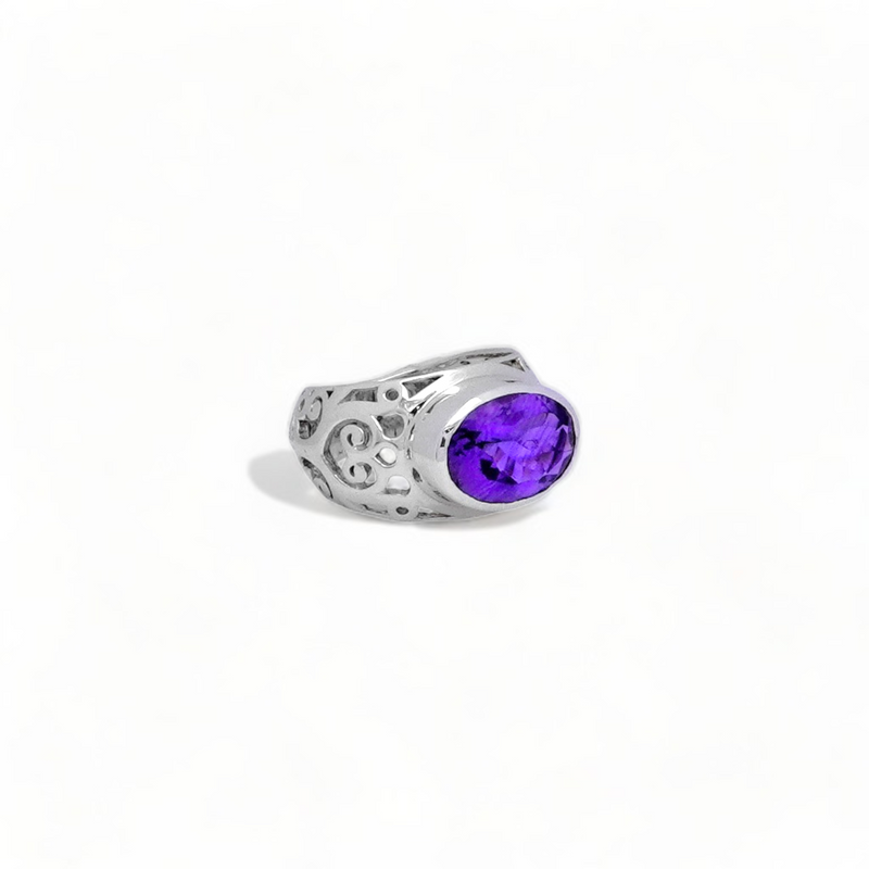 Sterling Silver Amethyst Ring SSR114