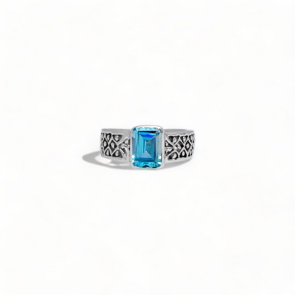 Sterling Silver Blue Topaz Ring SSR253