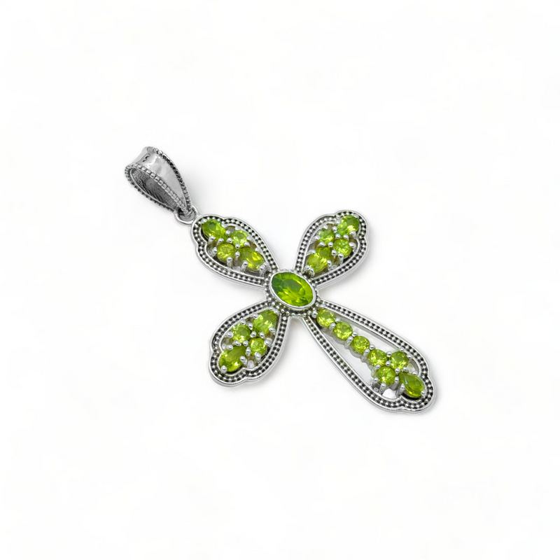 Sterling Silver Peridot Cross Pendant SS50