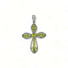 Sterling Silver Peridot Cross Pendant SS50