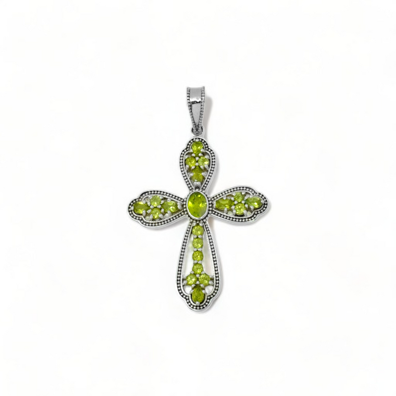 Sterling Silver Peridot Cross Pendant SS50