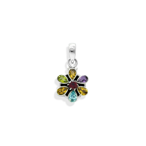 Sterling Silver Multi Gemstone Pendant SSP143