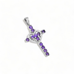 Sterling Silver Amethyst Cross Pendant SSP27