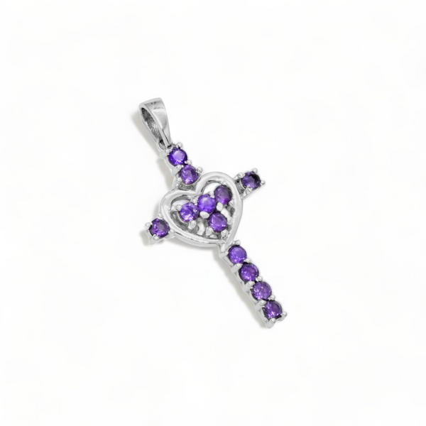 Sterling Silver Amethyst Cross Pendant SSP27