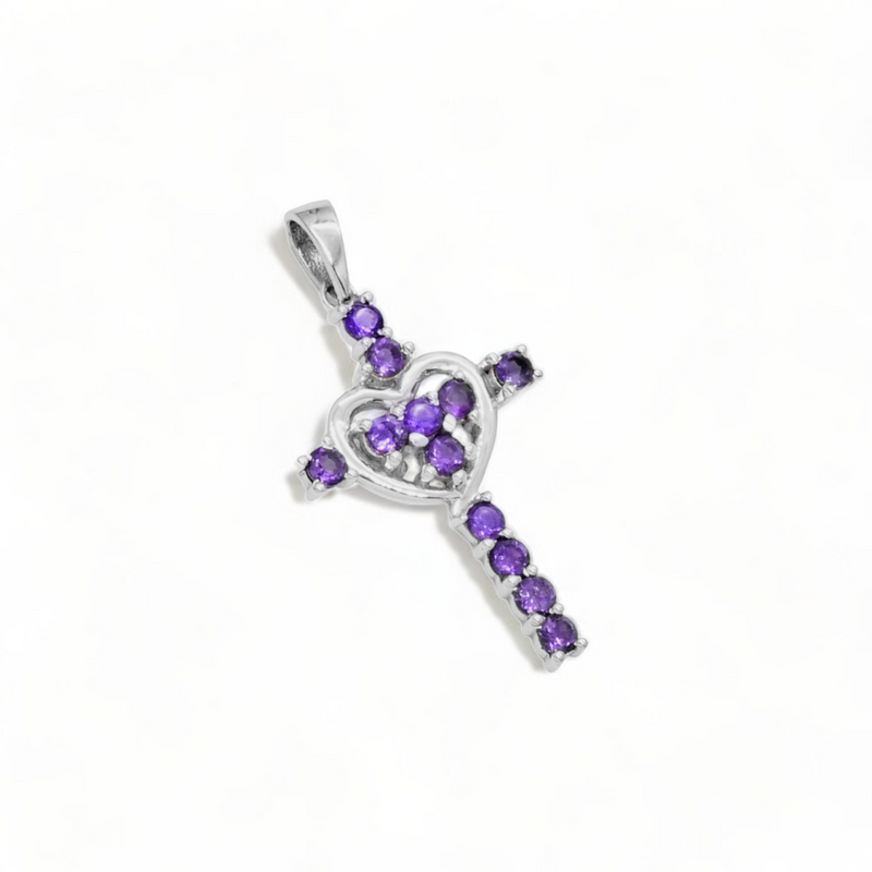 Sterling Silver Amethyst Cross Pendant SSP27