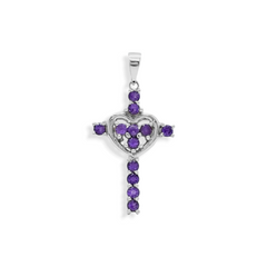 Sterling Silver Amethyst Cross Pendant SSP27