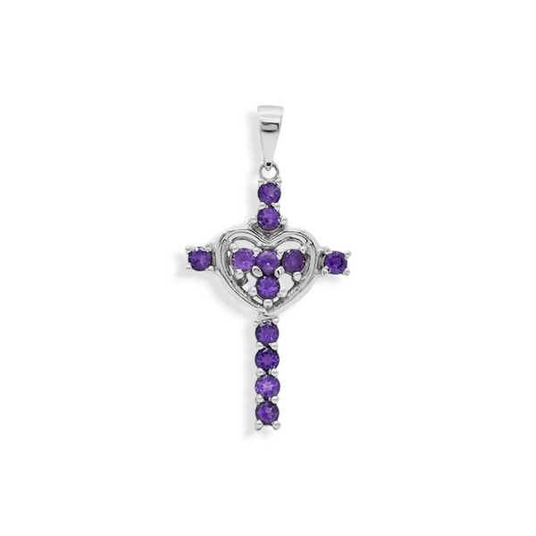 Sterling Silver Amethyst Cross Pendant SSP27