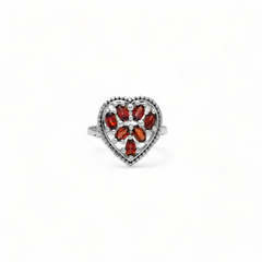 Sterling Silver Garnet Heart Ring SSR52