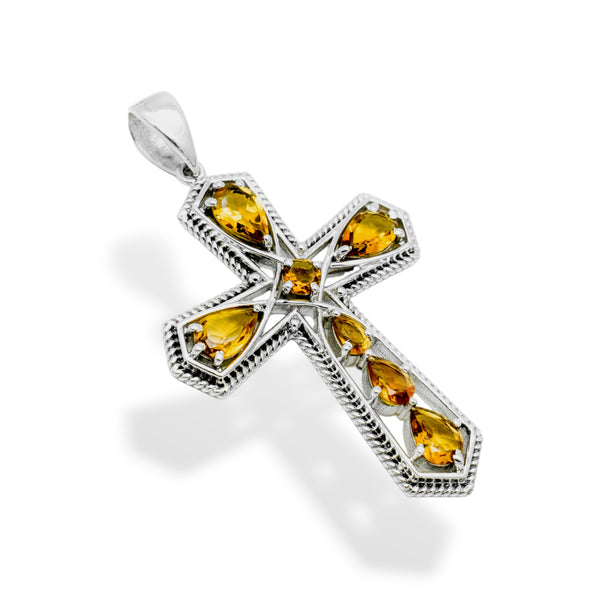 Sterling Silver Citrine Cross Pendant SSP2