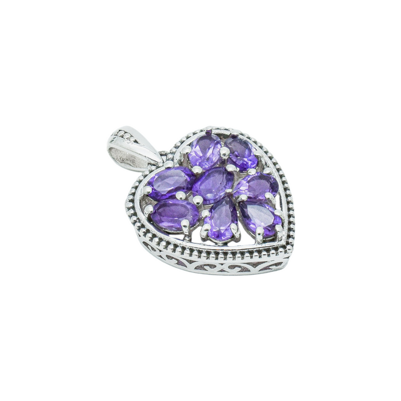 Sterling Silver Amethyst Heart Pendant SSP82