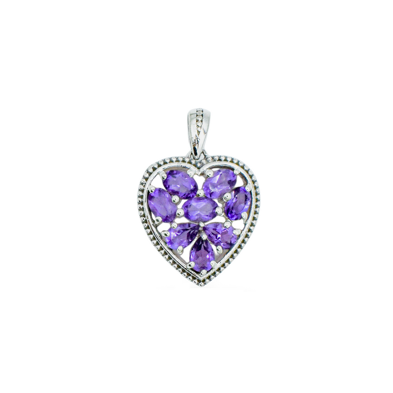 Sterling Silver Amethyst Heart Pendant SSP82