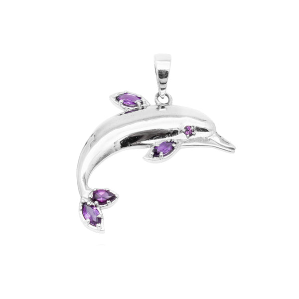 Sterling Silver Rhodolite Dolphin Pendant SSP3
