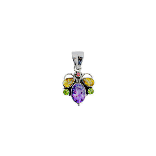 Sterling Silver Multi gemstone Bee Pendant SSP135