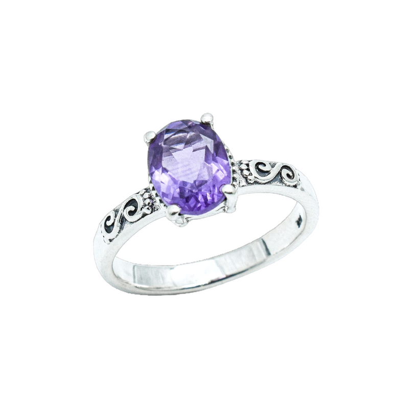 Sterling Silver Amethyst Ring SSR175