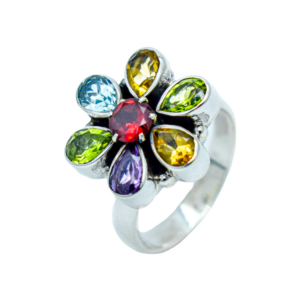 Sterling Silver Multi Gemstone Ring SSR154