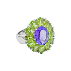 Sterling Silver Amethyst & Peridot Ring SSR127