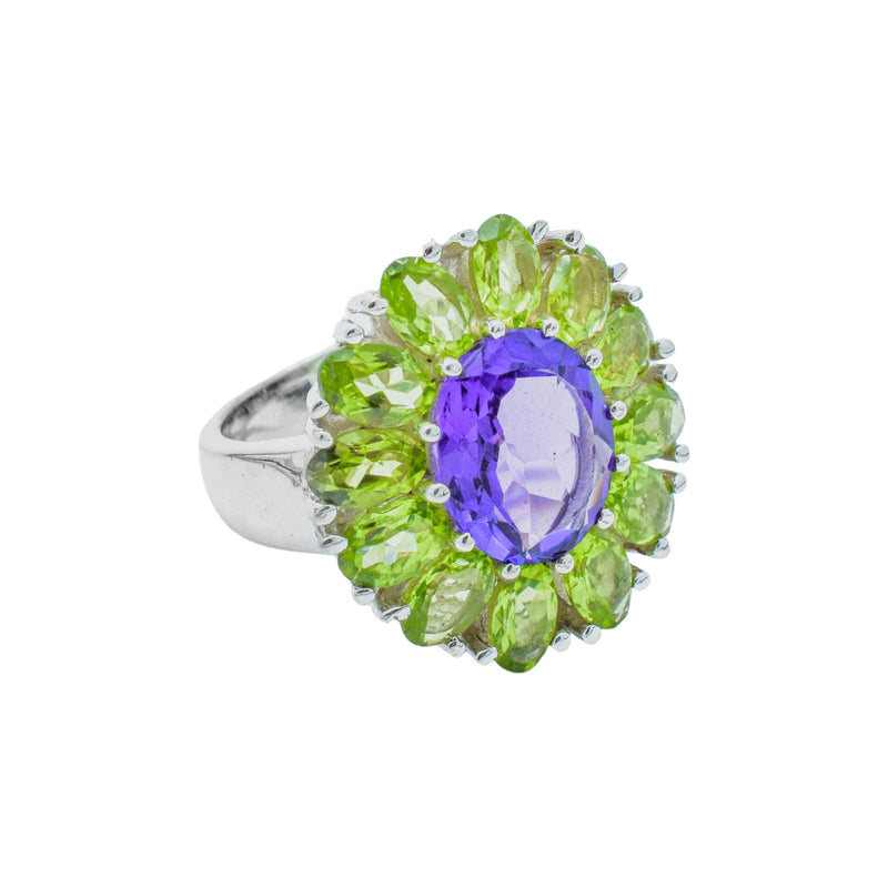 Sterling Silver Amethyst & Peridot Ring SSR127