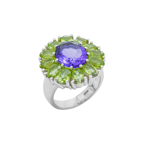 Sterling Silver Amethyst & Peridot Ring SSR127
