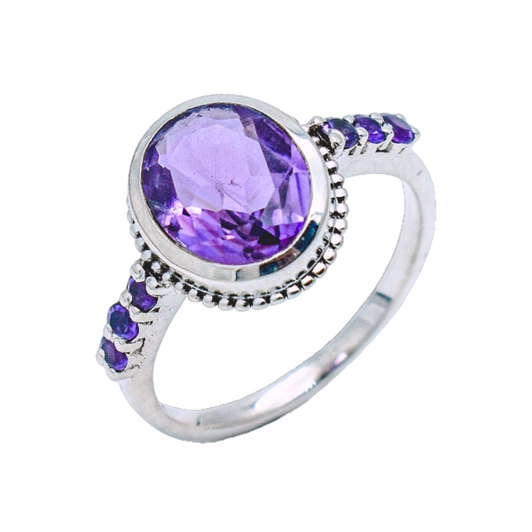 Sterling Silver Amethyst Ring SSR203