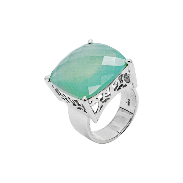 Sterling Silver Aqua Calcedony Ring SSR126