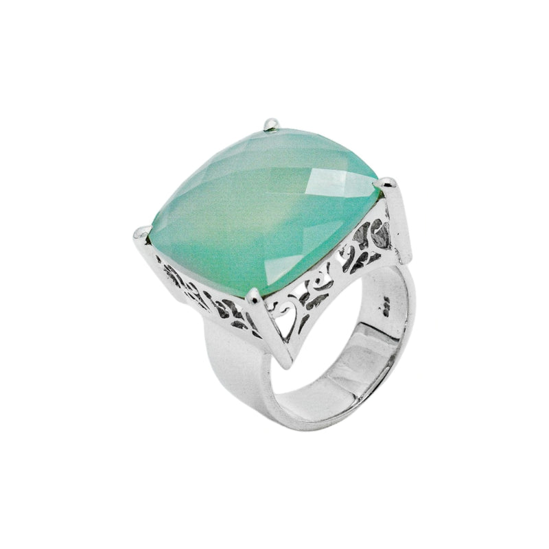 Sterling Silver Aqua Calcedony Ring SSR126