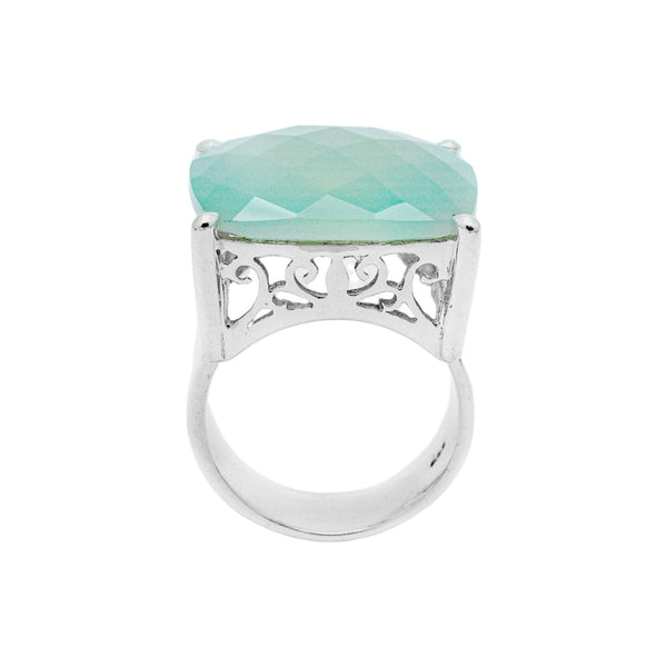 Sterling Silver Aqua Calcedony Ring SSR126