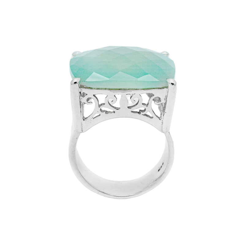 Sterling Silver Aqua Calcedony Ring SSR126
