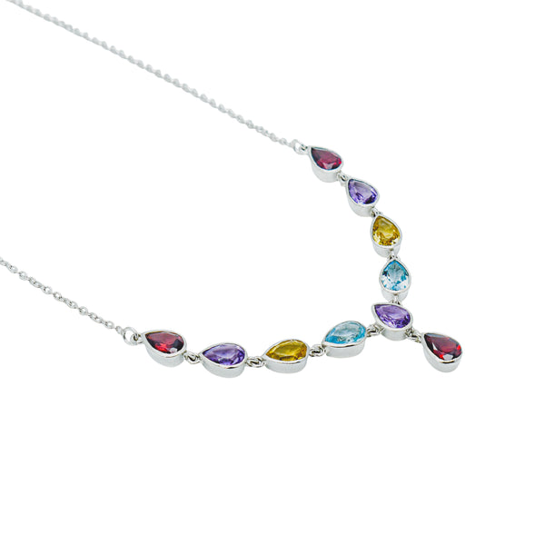 Sterling Silver Multi Gemstone Necklace SSN6