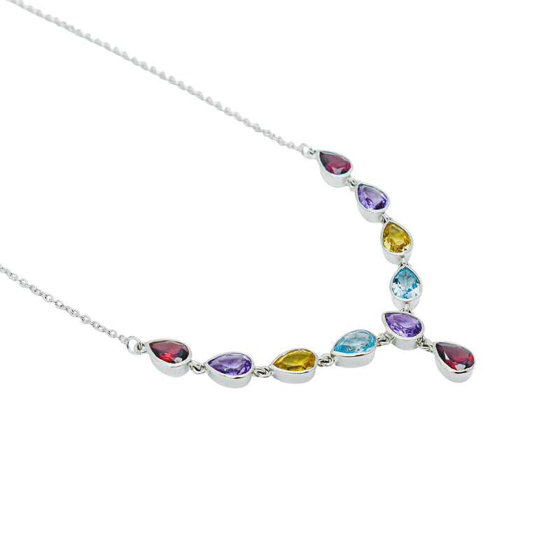 Sterling Silver Multi Gemstone Necklace SSN6