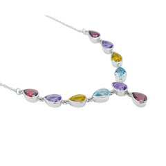 Sterling Silver Multi Gemstone Necklace SSN6