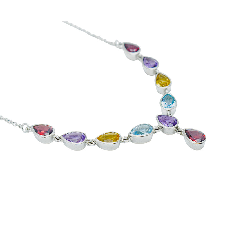 Sterling Silver Multi Gemstone Necklace SSN6