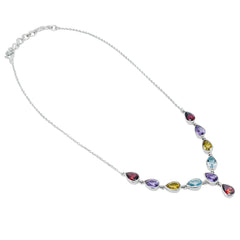 Sterling Silver Multi Gemstone Necklace SSN6