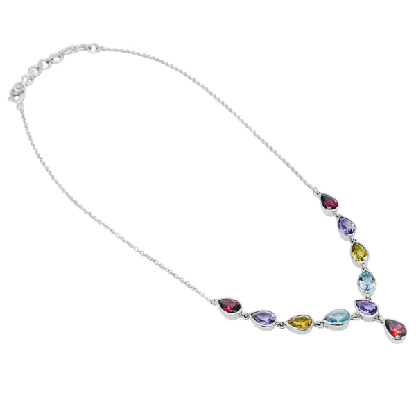 Sterling Silver Multi Gemstone Necklace SSN6