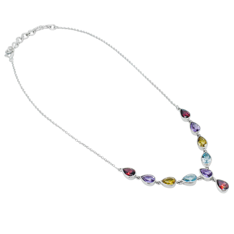Sterling Silver Multi Gemstone Necklace SSN6