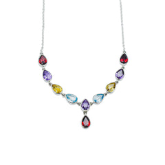 Sterling Silver Multi Gemstone Necklace SSN6