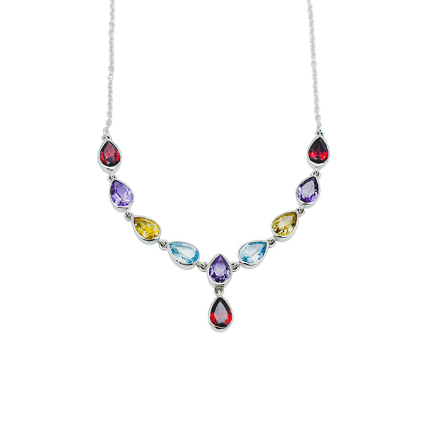 Sterling Silver Multi Gemstone Necklace SSN6