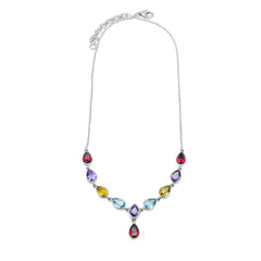 Sterling Silver Multi Gemstone Necklace SSN6