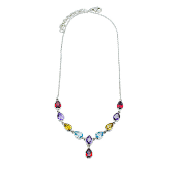 Sterling Silver Multi Gemstone Necklace SSN6