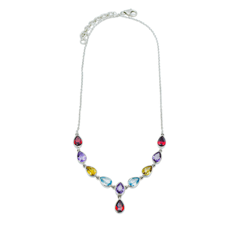 Sterling Silver Multi Gemstone Necklace SSN6