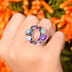 Sterling Silver Multi Gemstone Ring SSR22